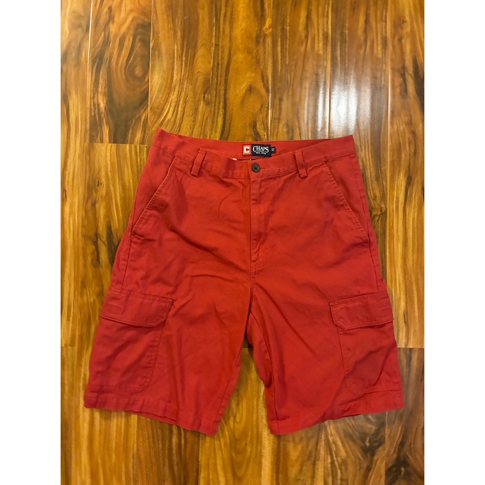 Chaps Mens Red Cargo Shorts‎ Size 32 Cotton Casual Outdoors Summer Bottoms